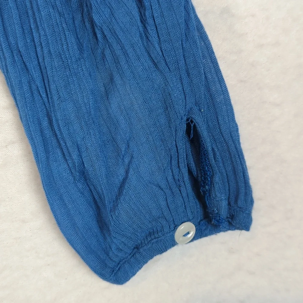 Free People Blue‎ Sequin & Lace Tunic Long Sleeve Shirt XS